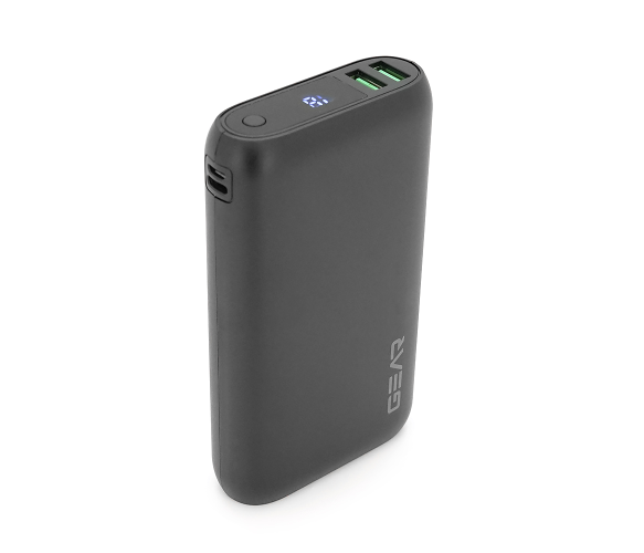 PowerBank GEAR 20000mAh PD22.5W Display, 1*Type-C, 2*USB-A + 1*micro USB, Total Output 5V-3A, Black