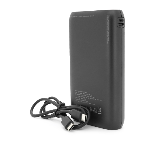 PowerBank GEAR 20000mAh PD22.5W Display, 1*Type-C, 2*USB-A + 1*micro USB, Total Output 5V-3A, Black